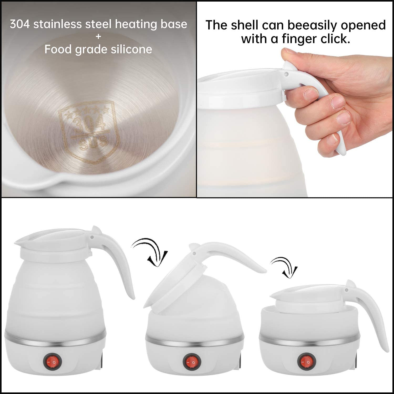 Picture of Foldable electric kettle for Traveling - White and Blue Foldable electric kettle for Traveling - White and Blue - White