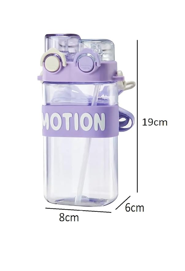 Picture of Double pop-up lid straight drinking straw dual-use water bottle - Multicolor