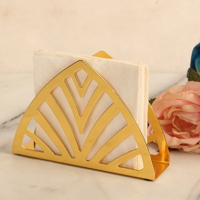 Picture of Creative Gold Metal Tissue Holder Storage Organizer Napkin Holder For Dinner Table - Gold