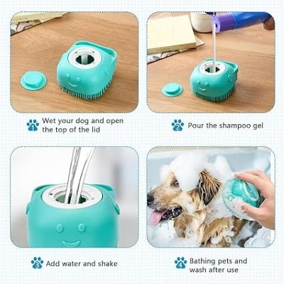 Picture of Silicone Bathing Brush Silicone Massage Exfoliating Bath & Shower Brush With Soap Dispenser - Multicolor