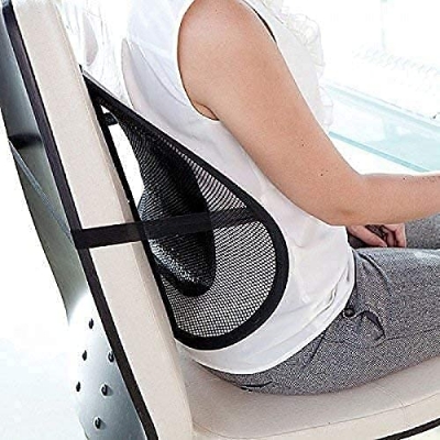 Picture of Car Back Pain Relief Lower Back Support for Chair Back Rest for Office Chair Lumbar Support - Black