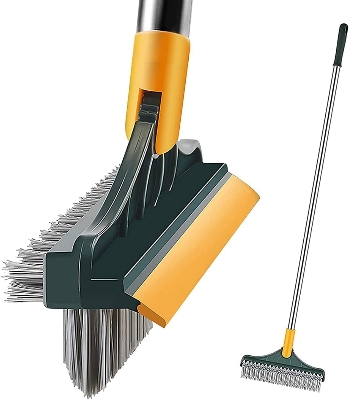 Picture of Bathroom Cleaning Brush with Wiper 3 in 1 Tiles Cleaning Brush Floor Scrub Bathroom Brush - Multicolor
