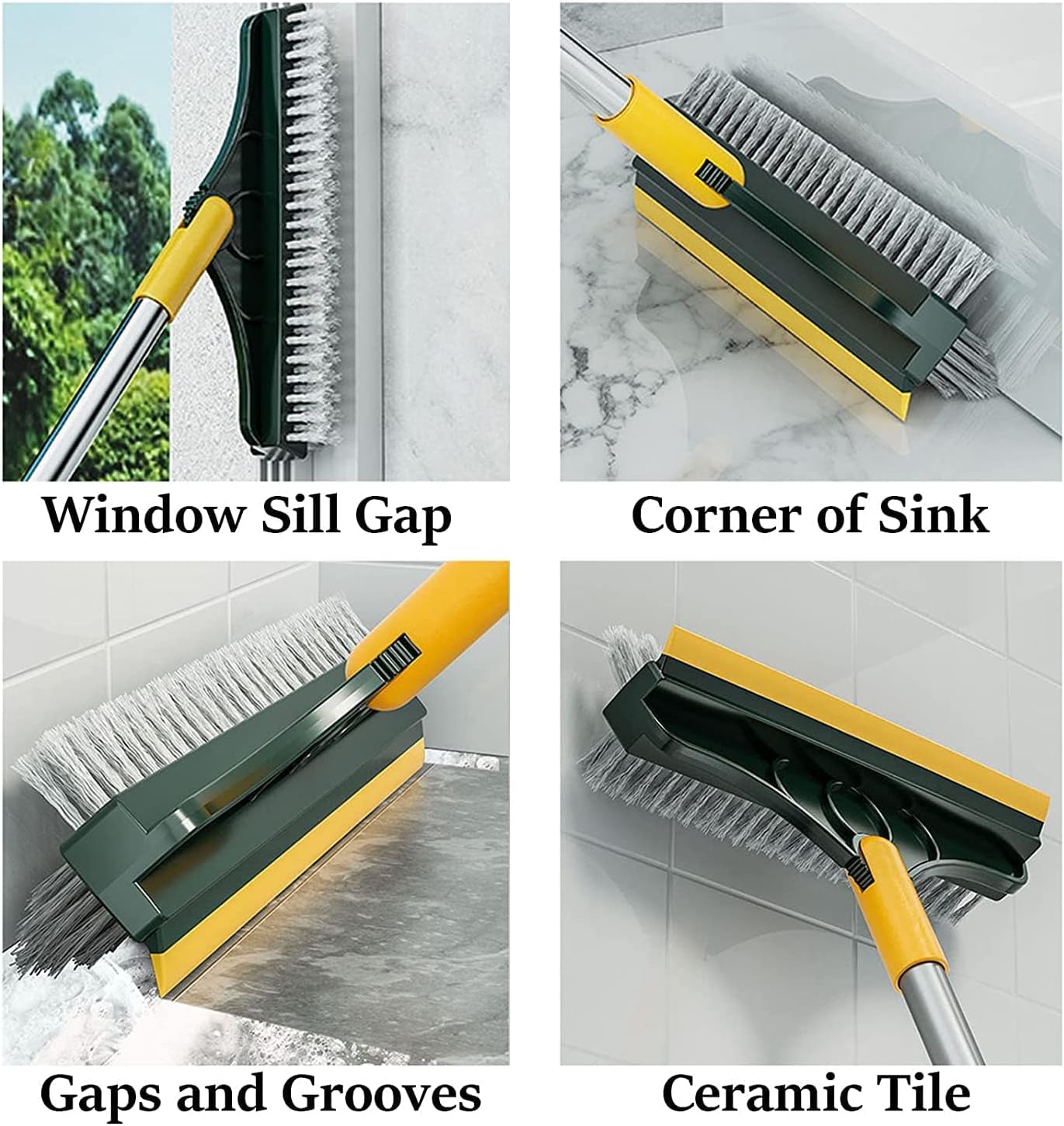 Picture of Bathroom Cleaning Brush with Wiper 3 in 1 Tiles Cleaning Brush Floor Scrub Bathroom Brush - Multicolor