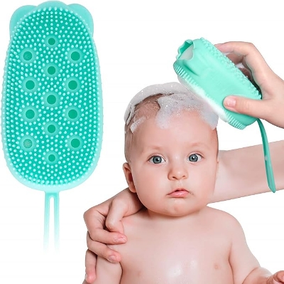 Picture of Silicone Bubble Bath Quick Foaming Scrubbing Soft Rubbing Massage Body Cleaner Brush for Shower Bathroom - Multicolor