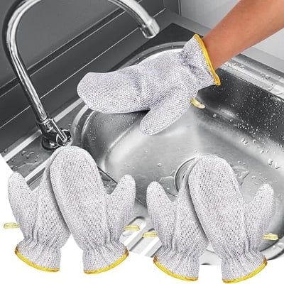Picture of Kitchen Gloves (Pack of 2 Pairs) | Food Grade Safety Mitts for Cutting, Chopping - Multicolor
