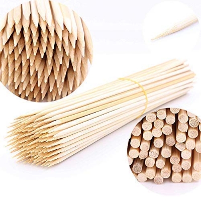 Picture of 6 inch- 3mm) 240 Bamboo Skewers Sticks 6 Inch | Barbecue skewers for Oven Microwave Pan Grilling - Multicolor