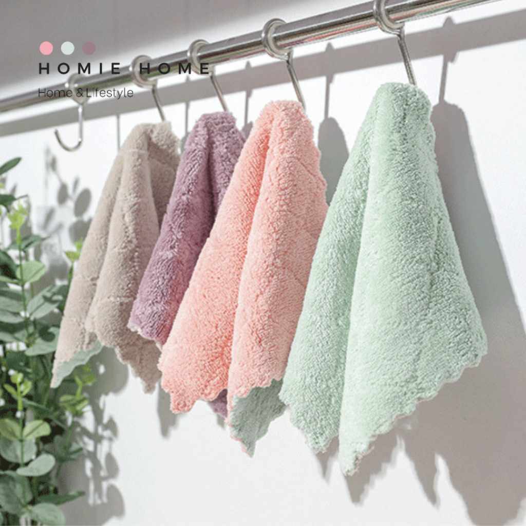 Picture of 5pcs/set Household Kitchen Towels Absorbent Thicker Double-layer Microfiber Wipe Table Kitchen Towel - Multicolor