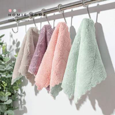 Picture of 5pcs/set Household Kitchen Towels Absorbent Thicker Double-layer Microfiber Wipe Table Kitchen Towel - Multicolor