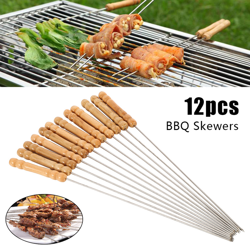 Picture of 5-In-1 Combo Offer 17 inch BBQ Machine+12 Pieces BBQ Stick+2 Pieces Silicone Oil Brush+Steel Food Clip+Bamboo Shashlik Stick 8 inch 1 Pack - Black