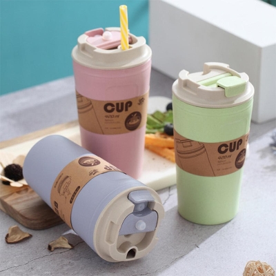 Picture of 420ml rtable Practical Reu Bamboo Fiber Coffee Cups Eco Friendly Non-slip Solid Travel Car Mugs Useful Outdoor