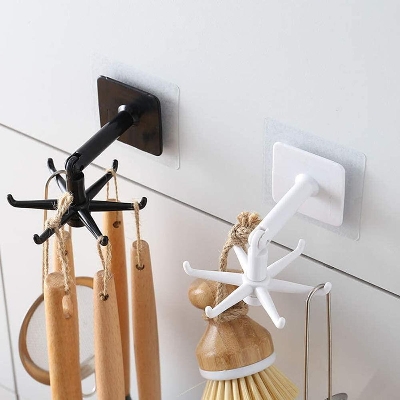 Picture of 360° Rotating Folding Hook Self-Adhesive Waterproof Wall Mounted Hook-Multicolor - White