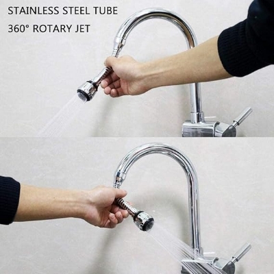 Picture of 360 Degree Stainless Steel Rotating Water-Saving Sprinkler,Faucet Aerator,2-Gear Adjustable Head Nozzle Splash-Proof Filter - Silver