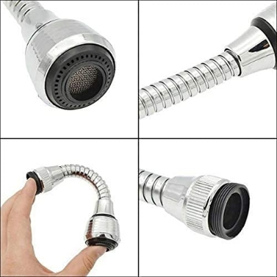 Picture of 360 Degree Stainless Steel Rotating Water-Saving Sprinkler,Faucet Aerator,2-Gear Adjustable Head Nozzle Splash-Proof Filter - Silver