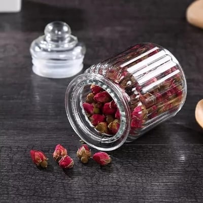 Picture of 350 ml Glass jar with Air Tight Lid for Herbs Jar, Jam Jar, Cookie Jar, pop Glass jar, Biscuit Glass Jar, Masala Storage Glass Jar - Multicolor