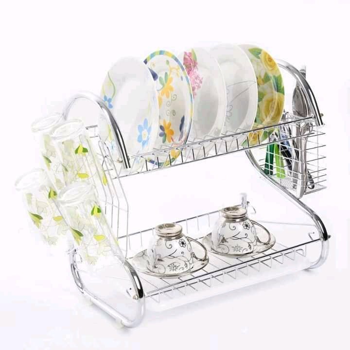 Picture of 2-Layer Dish Drainer Rack Stainless Steel - Efficiently Dry And Organize Your Dishes - Silver