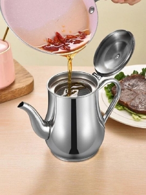 Picture of 24 size Stainless Steel Oil Tank Large Capacity Oil Bottle Kitchen Oil Filter Pot Soy Sauce Vinegar Container Coffee - Silver