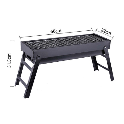 Picture of 24 inchi Barbecue Grill Charcoal Outdoor Portable Set Machine Cast Iron Small Braai Stand Folding Bbq Grills - Black