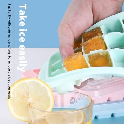 Picture of 24 Cavity Ice Cube Trays, Flexible Silicone Moulds with Lid Cover for Chilling Whiskey Cocktails, Easy Release, Stackable, BPA Free, Multicolor, 1 Pcs - Multicolor
