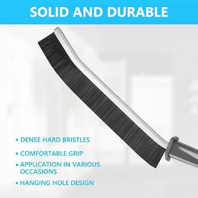 Picture of 2 pcs Hard Bristle Crevice Cleaning Brush - Cleaning Tools for Household Use, Multifunctional Gap Cleaning Supplies for Kitchen, Bathroom, Toilet - Black