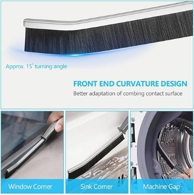 Picture of 2 pcs Hard Bristle Crevice Cleaning Brush - Cleaning Tools for Household Use, Multifunctional Gap Cleaning Supplies for Kitchen, Bathroom, Toilet - Black