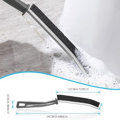 Picture of 2 pcs Hard Bristle Crevice Cleaning Brush - Cleaning Tools for Household Use, Multifunctional Gap Cleaning Supplies for Kitchen, Bathroom, Toilet - Black