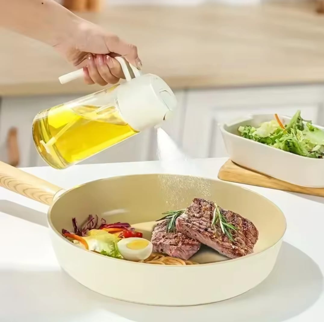 Picture of 2 in 1 Oil Sprayer for Cooking, 16oz/500ml Glass Oil Spray Bottle with Pourer, Food-grade Oil Dispenser - Multicolor
