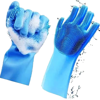 Picture of Silicon Dish Washing Kitchen Hand Gloves - 1Pair (Any Color) - Multicolor