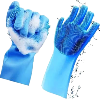 Picture of Silicon Dish Washing Kitchen Hand Gloves - 1Pair (Any Color) - Multicolor