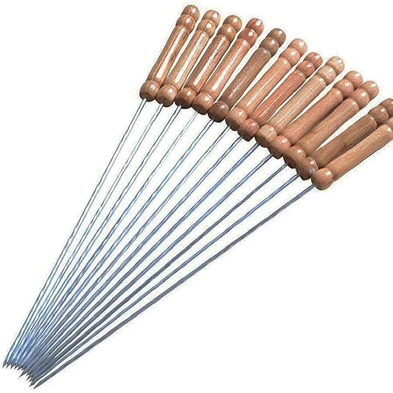 Picture of 13 inch bbq machine Popular Combo Portable Charcoal Barbeque Grill With 12 Skewers, Oil Brush & Spatula (Metal, Black), Free Standing - Black