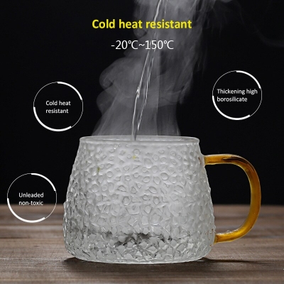 Picture of 1 pcs Heat-resistant Glass Cup Coffee Cup With Handle Tea Milk Drink Mug Household Home Drinkware - Multicolor