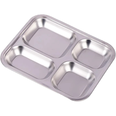 Picture of 1 Pcs Compartment Stainless Steel Cafeteria Tray - Silver