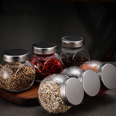 Picture of 1 pc Storage Glass Jar 400ml, Kitchen Dried Fruit Storage Jars - Multicolor