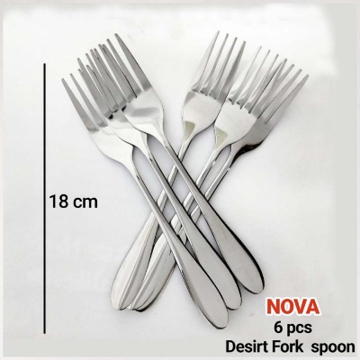 Picture of (Set Of 6) Nova Brand New Stainless Steel Desert Fork Spoon,6 Pcs Se - Silver
