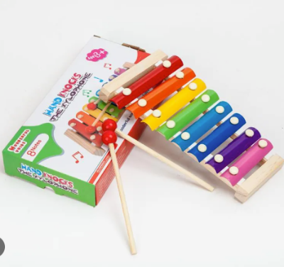 Picture of Xylophone for kids -Wooden 8 Tones Multicolor Xylophone Wood Musical Instrument Toys For Baby Kids - Multicolor