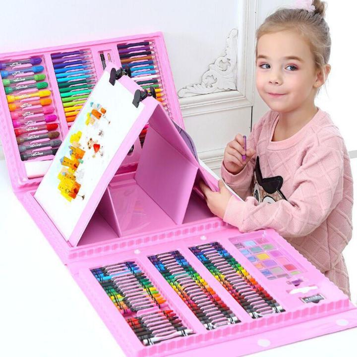 Picture of 208 Pcs Drawing Art Set Painting Drawing Supplies 208 Pcs For Kids-High Quality - Pink