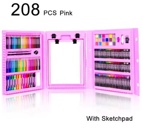 Picture of 208 Pcs Drawing Art Set Painting Drawing Supplies 208 Pcs For Kids-High Quality - Pink