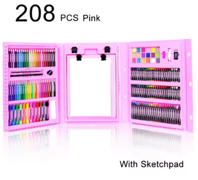 Picture of 208 Pcs Drawing Art Set Painting Drawing Supplies 208 Pcs For Kids-High Quality - Pink
