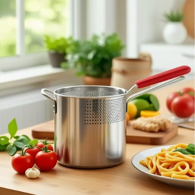 Picture of 2 in 1 deep frying pot for Kitchenware - Deep Fryer, Portable Stock Pot | Multipurpose Cooking Pot, Multifunctional Frying Pan with Strainer Basket, Deep Fryer Set, Drip Drainer - 304 steel