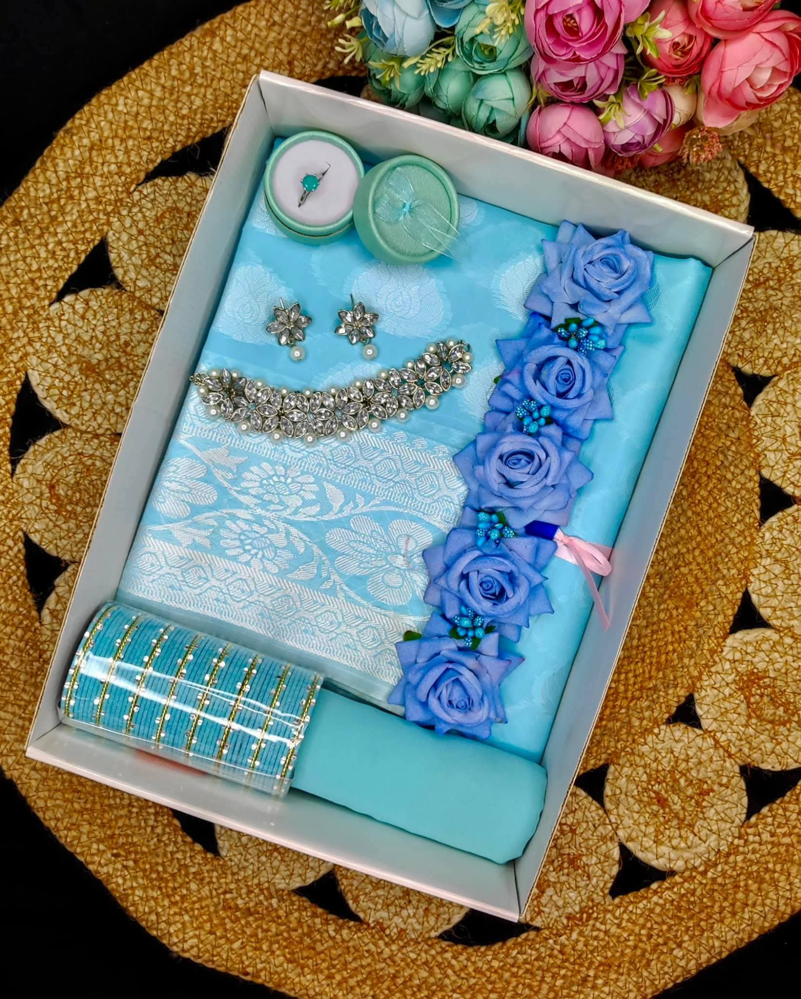 Buy tangail-katan-saree-combo-with-matching-blouse-and-hijab-included at best price in Bangladesh 