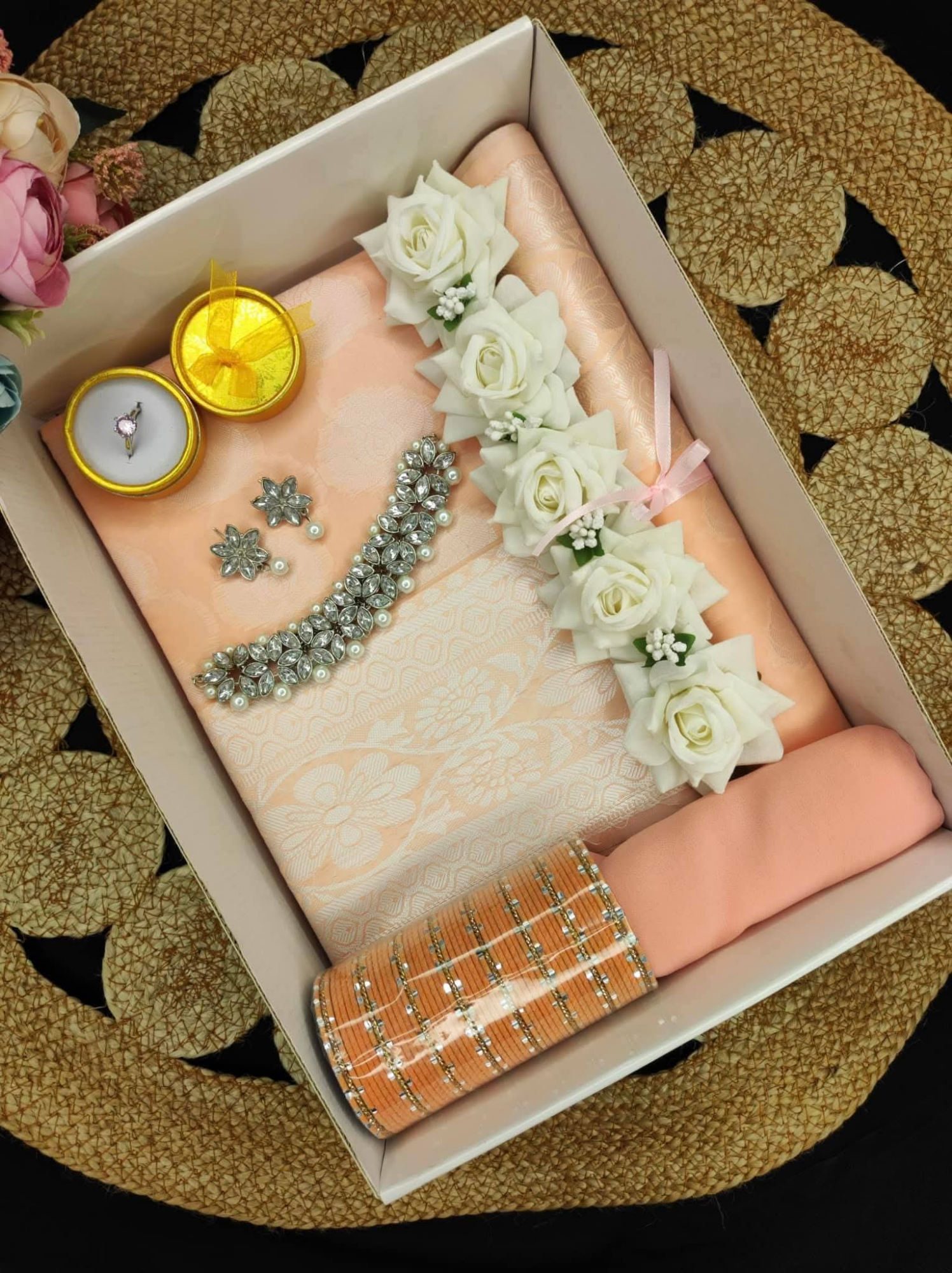 Buy tangail-katan-saree-combo-with-matching-blouse-and-hijab-included at best price in Bangladesh 