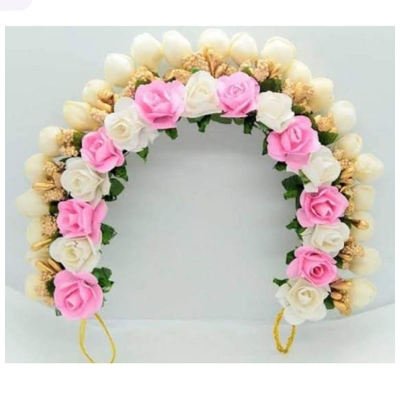 Picture of Artificial Flower White Gajra Bridal/ Non bridal - Multicolor