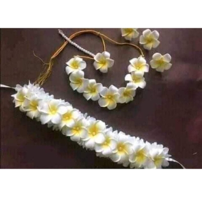 Picture of Artificial Flower Gorgeous Bridal Set-White & Yellow 6pcs - Multicolor