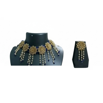 Picture of Gorgeous Party Wear Antique Silver locket Pendant Necklace / Chain Necklace / Choker Necklace for Women / Jewelry set for women Necklace - Multicolor