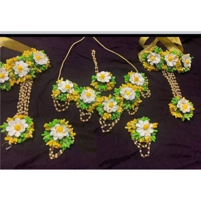 Picture of Artificial Flower Gorgeous Bridal Set-6 Piece set - Multicolor