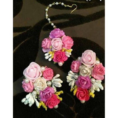Picture of Artificial Flower Gorgeous Bridal Set3 Piece set - Multicolor