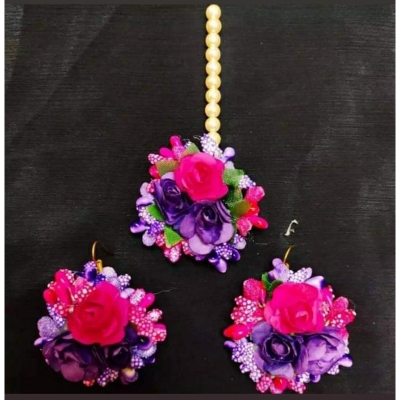 Picture of Artificial Flower Gorgeous Bridal Set3 Piece set - Multicolor