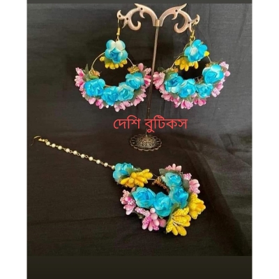 Picture of Artificial Flower Gorgeous Bridal Set3 Piece set - Multicolor