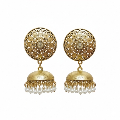 Picture of Gorgeous Party Wear Antique golden ear ring for women - Multicolor