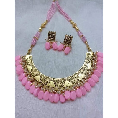 Picture of Gorgeous Party Wear Antique Silver locket Pendant Necklace / Chain Necklace / Choker Necklace for Women / Jewelry set for women Necklace - Multicolor