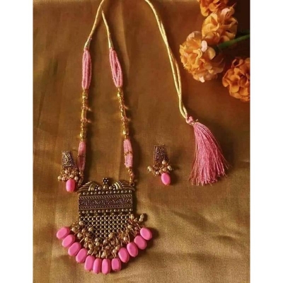 Picture of Gorgeous Party Wear Antique Silver locket Pendant Necklace / Chain Necklace / Choker Necklace for Women / Jewelry set for women Necklace - Multicolor